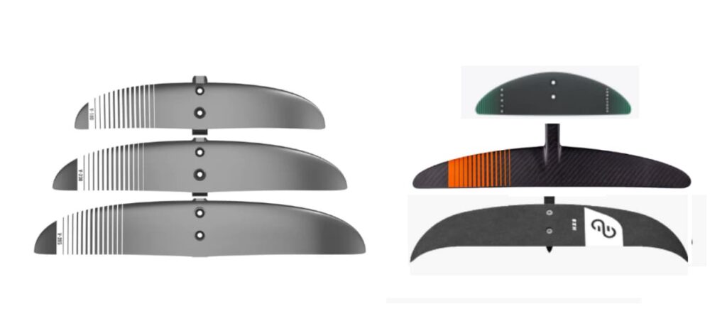 varias alas traseras de foils